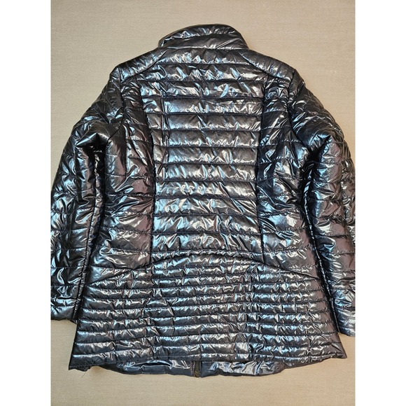 New White Mark Women's Metallic Puffer Jacket High Neck Zip Up Warm Winter Coat - Picture 7 of 9